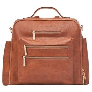COPY - The honest company cross country brown vegan leather diaper bag backpack